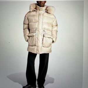 Adidas Women’s Puffed Long Faux Fur Jacket in Beige New With Tags